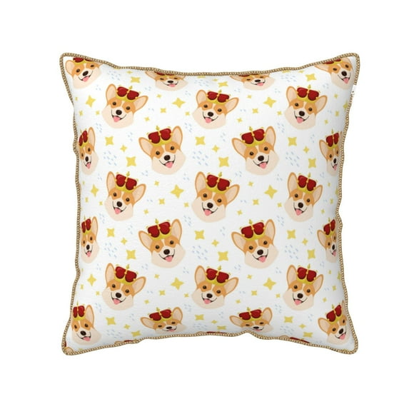 Xecao Funny Corgi Print Soft Velvet Decorative Throw Pillow Covers, Square Cushion Cases for Bed, Sofa, Living Room, Car, and Indoor Outdoor Use-16"x16"