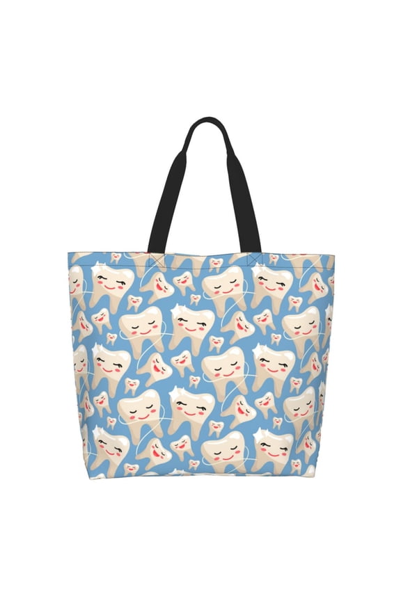 Funny Cute Healthy Teeth for Tote Bag for Women, Tote Shoulder Bag with a littlw pocket and Handbag for Travel, Work