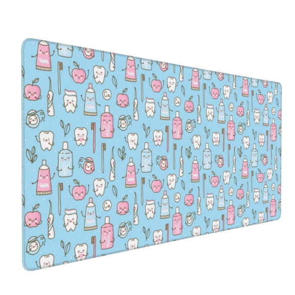 Xecao Funny Cute Teeth Print Large Mouse Pad, 16x35.5in Mousepad, Professional Non-Slip Rubber Base Big Mouse Pad, Mouse Pad for Gaming & Office Full Desk Mouse Pad