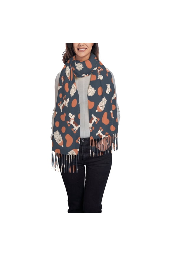 Funny Dogs Pattern Womens Winter Scarf Fall Scarf Oversized Large Scarf for Women Warm Shawl Wrap