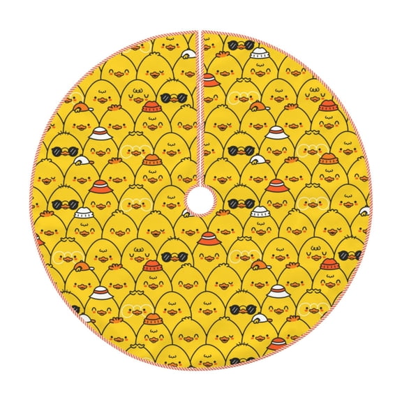 Xecao Funny Ducks Pattern Christmas Tree Skirt Round Xmas Tree Mat Base Cover for Holiday Home Decorations-30"
