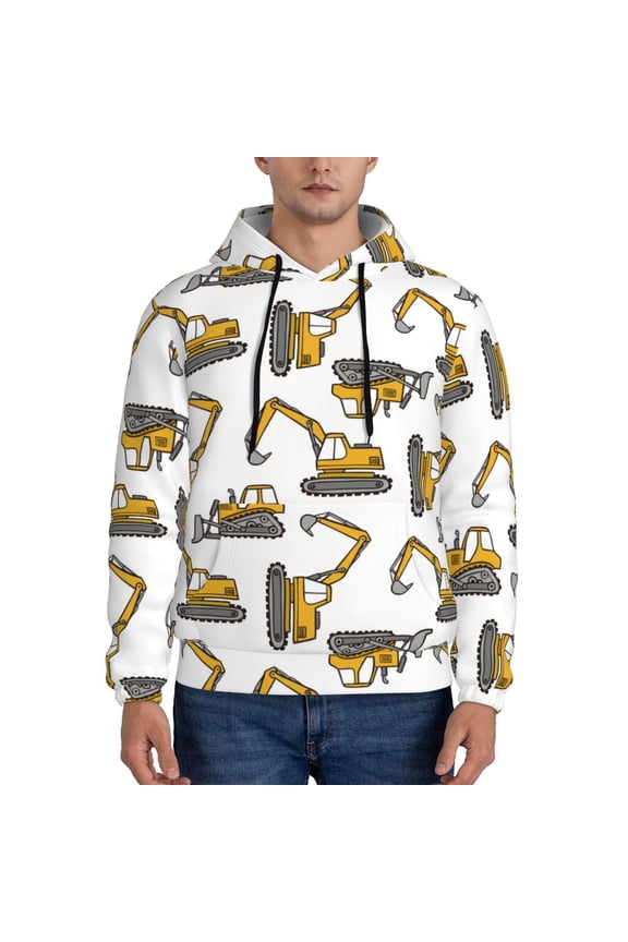 Funny Excavator Pattern Men's Adult Pullover Hoodie,Hooded Sweatshirt-Small