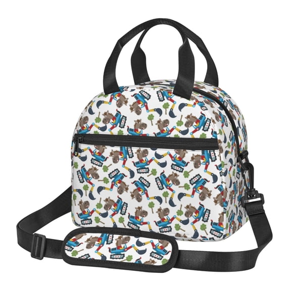 Xecao Funny Excavator Print Insulated Lunch Box, Lunch Cags Lunch Bag Featuring An Adjustable Shoulder Strap