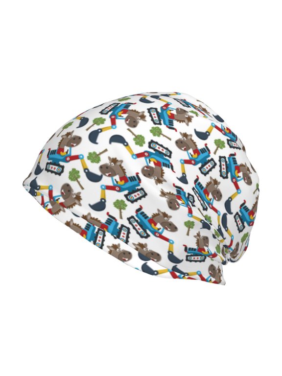 Funny Excavator Print Knit Hat,Winter Beanie for Men Women, Beanie Soft Warm Ski Stocking Cuffed Cap
