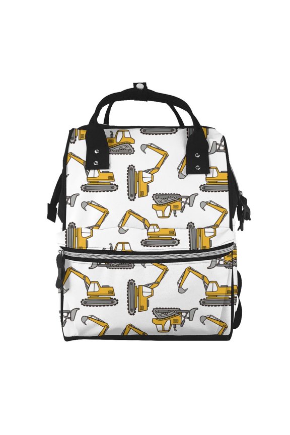Funny Excavator print Large Capacity Nappy Bag is a multi-functional waterproof travel backpack, perfect as a nursing bag or mummy backpack for women