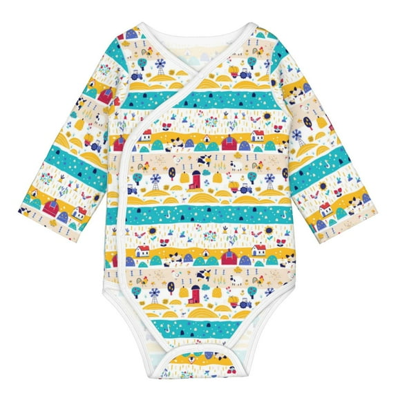 Xecao Funny Farm Print Baby unisex-baby Cotton Long-sleeve Bodysuits-18 Months
