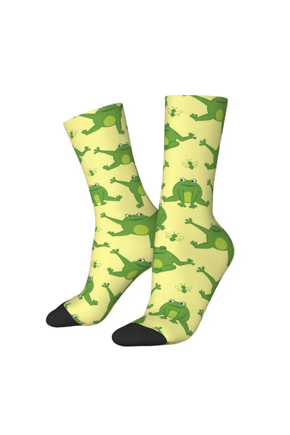 Funny Frogs Pattern Sport Socks for Women and Men Crew Socks Sporty Calf Socks Casual Socks