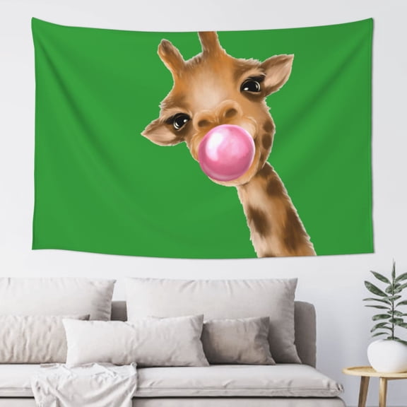 Xecao Funny Giraffe Blowing Bubble Print Tapestry, Wall Hanging Room Funny Decor, Backdrop Room Decor for Bedroom Living Room dormitory
