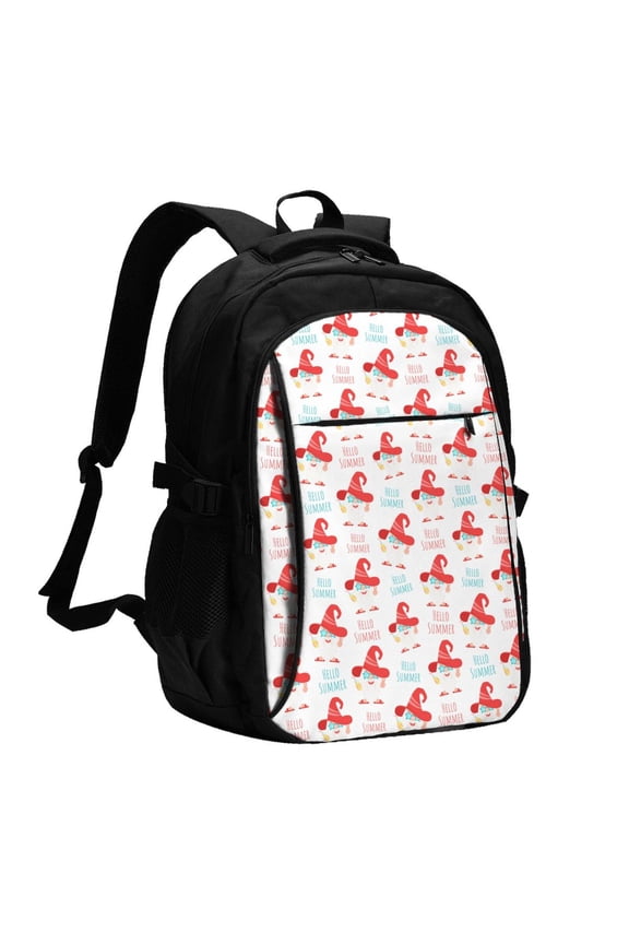 Funny Gnomes for Travel Laptop Backpack, USB-Charging-Enabled, Spacious Business Backpack for Men and Women,College School Computer Bag