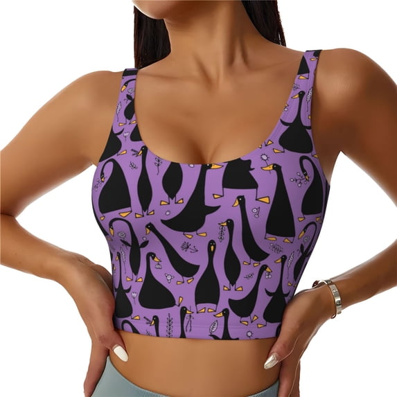 Xecao Funny Goose for Sports Bra with Removable Pads, Crop Tank Top Design, Women's Longline Sports Bra - Non-Wired -