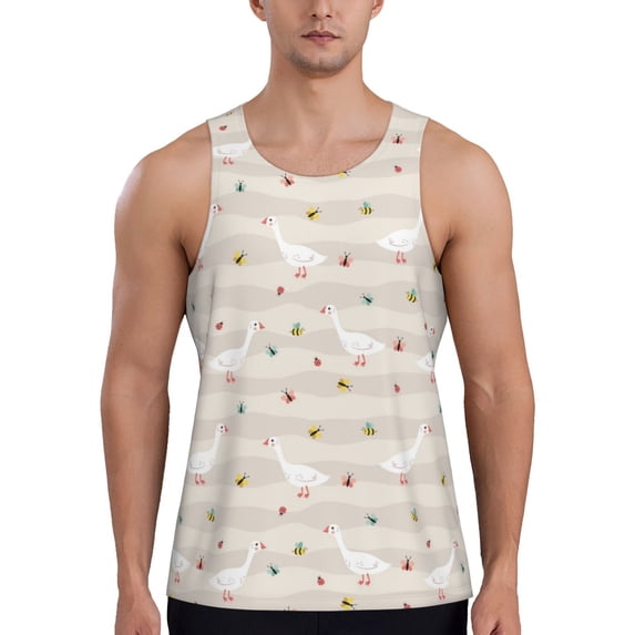 Xecao Funny Goose1 Men's Tank Top Workout Quick Dry Sleeveless Gym Jogging Muscle Shirts Summer Swim Beach Tops