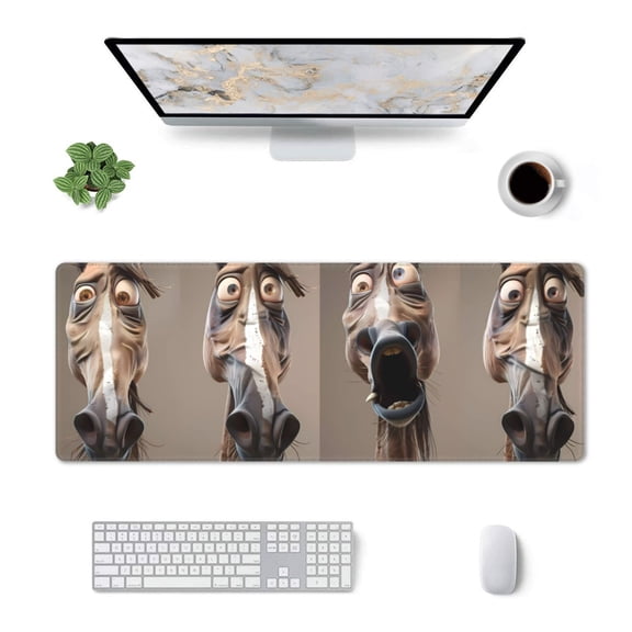 Xecao Funny Horse Faces Expressions for Mouse Pad - Waterproof Extended Contour Mouse Mat, Large Gaming Mousepad Laptop Keyboard Mat with Non-Slip Rubber Base