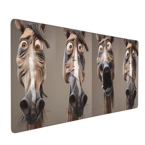 Xecao Funny Horse Faces Expressions Print Large Mouse Pad, 16x35.5in Mousepad, Professional Non-Slip Rubber Base Big Mouse Pad, Mouse Pad for Gaming & Office Full Desk Mouse Pad