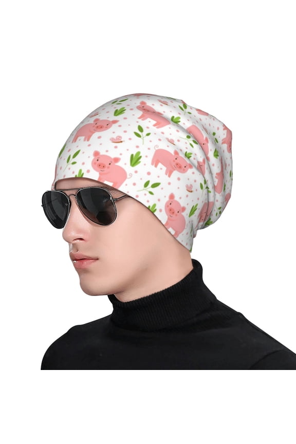 Funny Little Pigs Print Beanie Knitted Hat for Men Women, Winter Fashion Knit Cuffed Caps Unisex