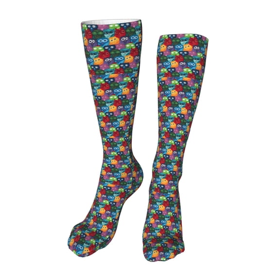 Xecao Funny Owls Print Calf Socks Seamless Toe, Knee High Long Socks, Sports Socks Trouser Socks for Women and Men-One Size