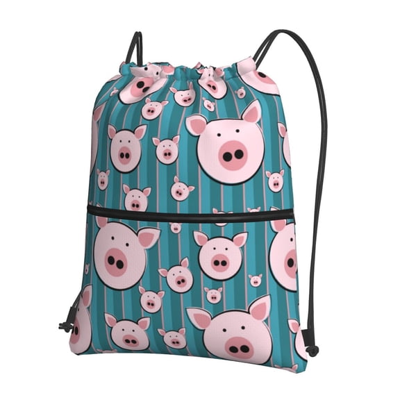 Xecao Funny Pig Faces for Drawstring Bags,Pull String Backpack Bags,String Bag Sackpack