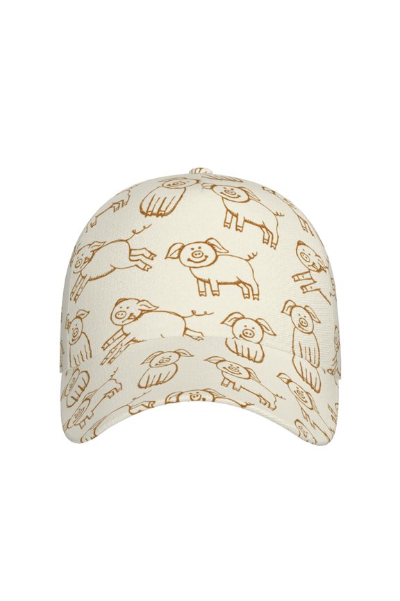 Funny Pigs for Baseball Cap: Unisex, crafted from classic polyester twill fabric, featuring a soft unconstructed design