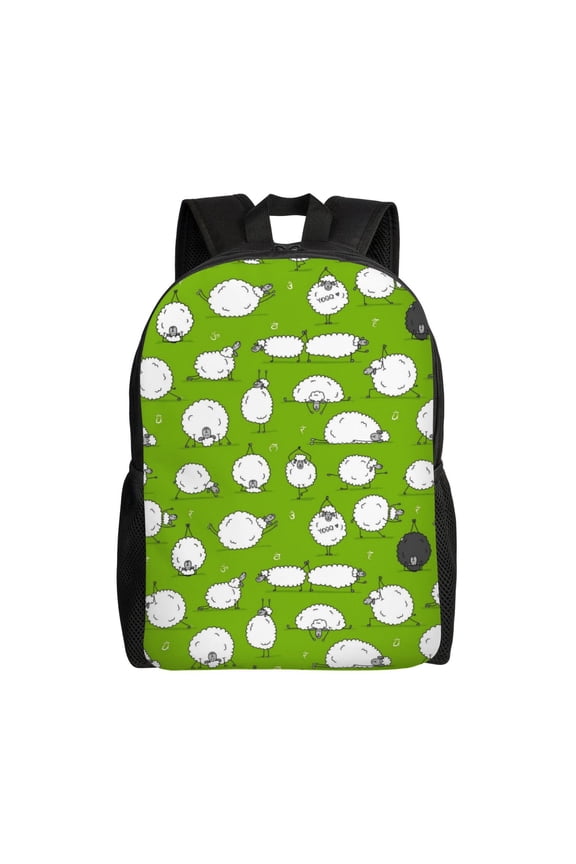 Funny Sheep Doing Yoga Print School Backpack with Laptop Compartment Small Travel Laptop Backpack for Women Men Waterproof College Backpack Simple School Bag