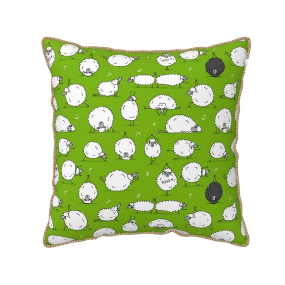 Xecao Funny Sheep Doing Yoga Print Soft Velvet Decorative Throw Pillow Covers, Square Cushion Cases for Bed, Sofa, Living Room, Car, and Indoor Outdoor Use-16"x16"