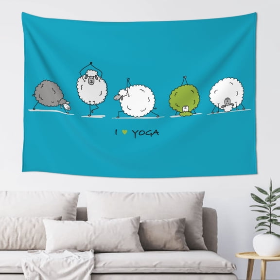 Xecao Funny Sheep Doing Yoga Print Tapestry, Wall Hanging Room Funny Decor, Backdrop Room Decor for Bedroom Living Room dormitory