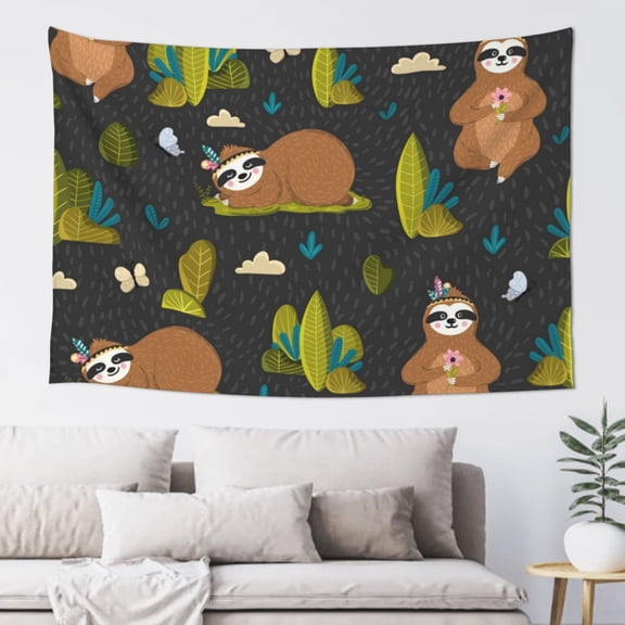Xecao Funny Sloths In The Forest Print Tapestry, Wall Hanging Room Funny Decor, Backdrop Room Decor for Bedroom Living Room dormitory