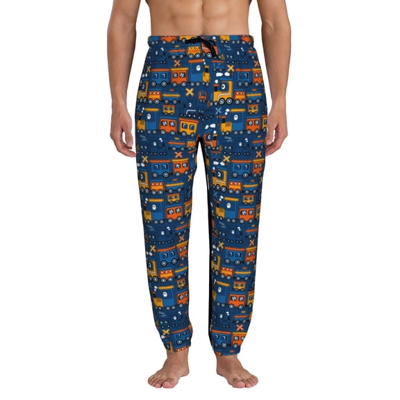 Xecao Funny Steam Train Print Active Tech Joggers for Men, Mens Sweatpants Lounge Pants with Pockets-Large