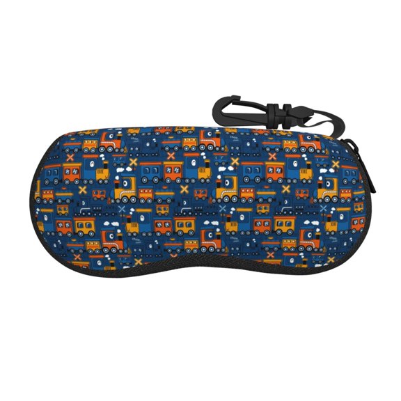 Xecao Funny Steam Train for Eyeglass Case Soft Shell, Portable Sunglass Case, Fashionable Eyeglass Case with Zipper, Lightweight