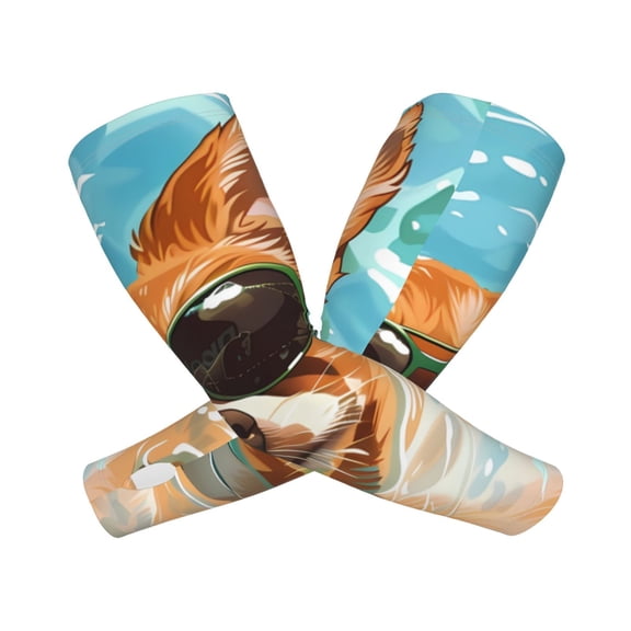 Xecao Funny Swimming Chihuahua Print Cooling Arm Sleeves, UPF 50 UV Sun Protection Sports Compression ,Tattoo Cover Up ,Sports Sleeve for Basketball Golf Football