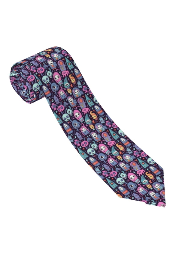 Funny colorful skull ghost Print Tie For Men Necktie Woven Jacquard Neck Ties,Classic Men's Tie
