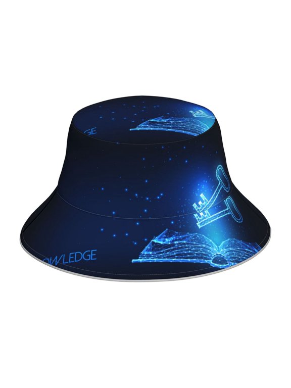 Futuristic Book Knowledge Print Men and Women Night Reflective Hat Runner Cap Visor Bucket Hat Boonie Cap
