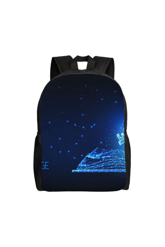 Futuristic Book Knowledge Print School Backpack with Laptop Compartment Small Travel Laptop Backpack for Women Men Waterproof College Backpack Simple School Bag