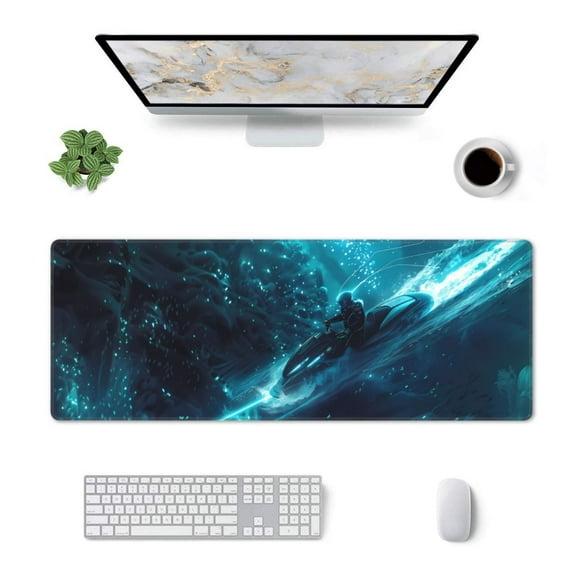 Xecao Futuristic Jet Ski Adventure for Mouse Pad - Waterproof Extended Contour Mouse Mat, Large Gaming Mousepad Laptop Keyboard Mat with Non-Slip Rubber Base