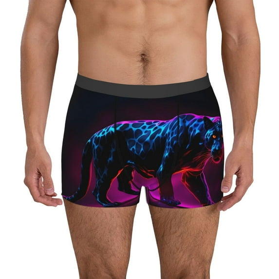 Xecao Futuristic Purple Panther A、 Print Men's Underwear Boxer Briefs Pack - Your ComfortSoft, Moisture-Wicking, and Breathable Choice for Men's Underwear-Medium