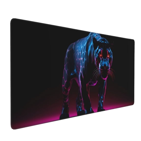 Xecao Futuristic Purple Panther Print Large Mouse Pad, 16x35.5in Mousepad, Professional Non-Slip Rubber Base Big Mouse Pad, Mouse Pad for Gaming & Office Full Desk Mouse Pad
