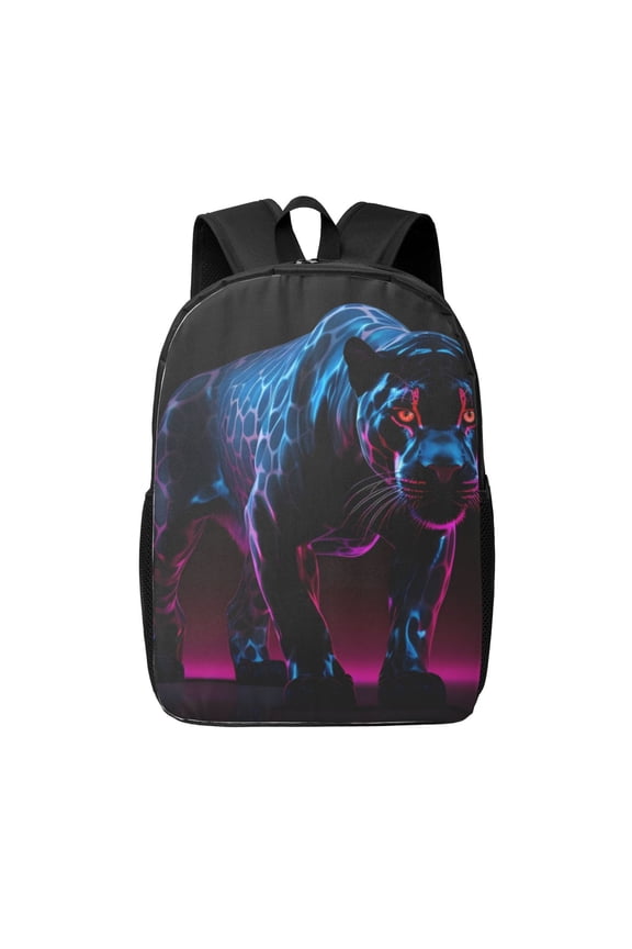 Futuristic Purple Panther print Travel Backpack, Large Computer Backpack for Men Women, College School Rucksack Book Bag