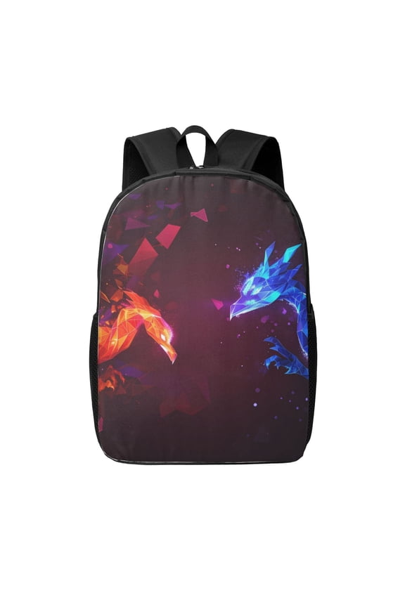 Futuristic Red And Blue Bird print Travel Backpack, Large Computer Backpack for Men Women, College School Rucksack Book Bag