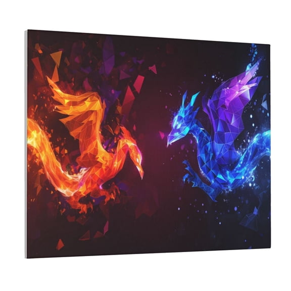 Xecao Futuristic Red And Blue Bird for Waterproof Framed Canvas Art - Modern Home Decor with Real Wood Frame for Gifting and Interior Design,Horizontal