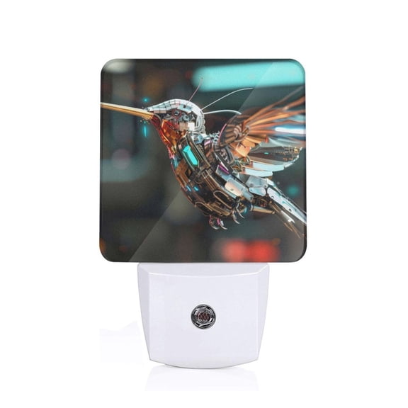 Xecao Futuristic Robot Hummingbird for Night Light - a Wall-mounted LED Fixture with A Dusk-to-dawn Sensor, Ideal for Bedrooms, Bathrooms, Hallways, and Kitchens-US