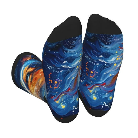 Xecao Galactic Dog Swirls Art Print Crew Socks for Men and Women, Men's Soft Moisture-wicking Sock