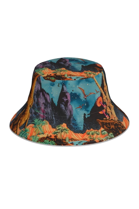 Galactic Jungle Dinosaurs Print Men and Women Night Reflective Hat Runner Cap Visor Bucket Hat Boonie Cap
