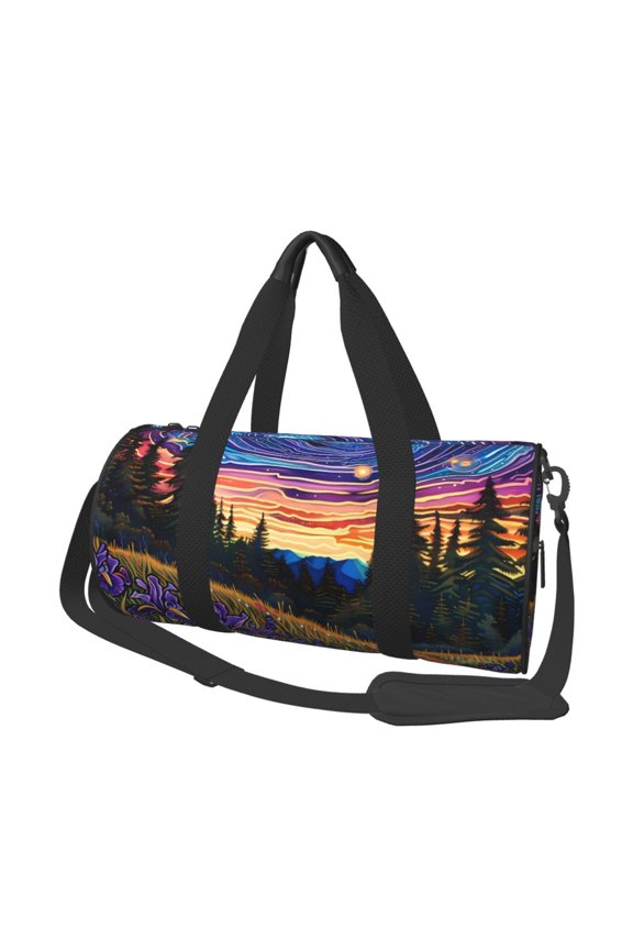Galactic Night Over Meadow Print Travel Duffle Bag, Bag Carry On Tote Bags for Women, Travel Sport Gym Bag for Men, Hospital Bag for Labor and Delivery