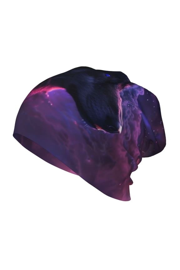Galactic Wolf Stare Print Beanie Hat Toddler Girls Boys, Baby Hats Winter Warm Knitted Thermal, Kids Winter Caps