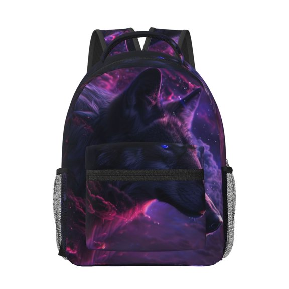 Xecao Galactic Wolf Stare Print Casual Backpack: A Computer Backpack Ideal for Men and Women, Perfect for College, School, or Daily Travels-One Size