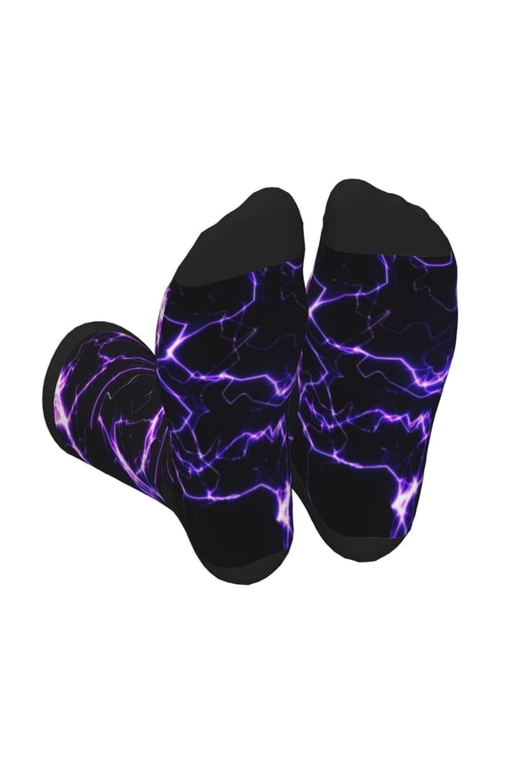 Galaxy Lightning Print Crew Socks for Men and Women, Men's Soft Moisture-wicking Sock