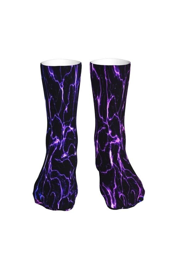 Galaxy Lightning Print Fashion No Heel Casual Crew Socks Cushioned Breathable for Men Women - Moisture wicking,Not easy to fade Suitable for daily