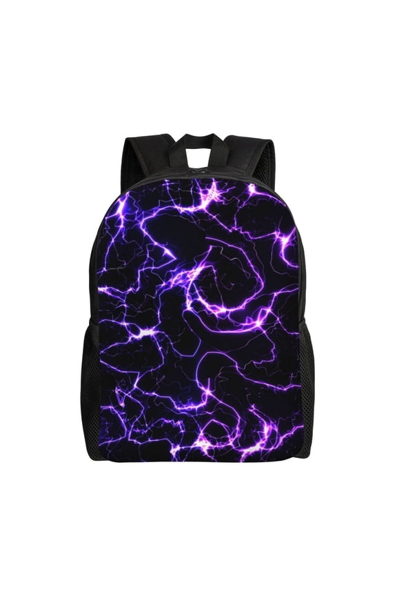 Galaxy Lightning Print School Backpack with Laptop Compartment Small Travel Laptop Backpack for Women Men Waterproof College Backpack Simple School Bag
