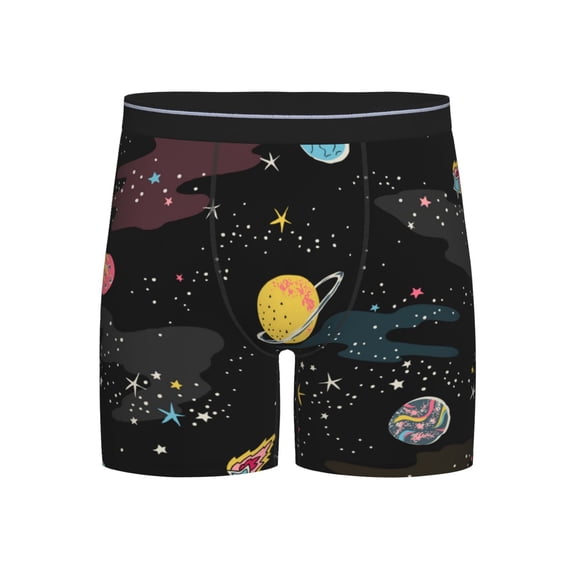 Xecao Galaxy Print Boxer Briefs for Men's Stretch Moisture-Wicking Underwear, Mid-Rise Classics breathable fabric
