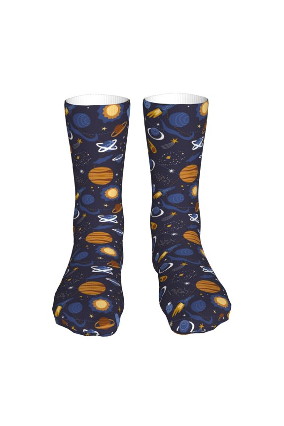 Galaxy Print Fashion No Heel Casual Crew Socks Cushioned Breathable for Men Women - Moisture wicking,Not easy to fade Suitable for daily