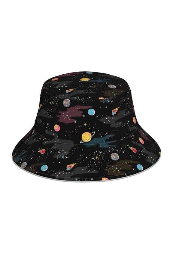 Galaxy Print Men and Women Night Reflective Hat Runner Cap Visor Bucket Hat Boonie Cap