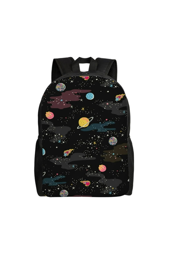 Galaxy Print School Backpack with Laptop Compartment Small Travel Laptop Backpack for Women Men Waterproof College Backpack Simple School Bag